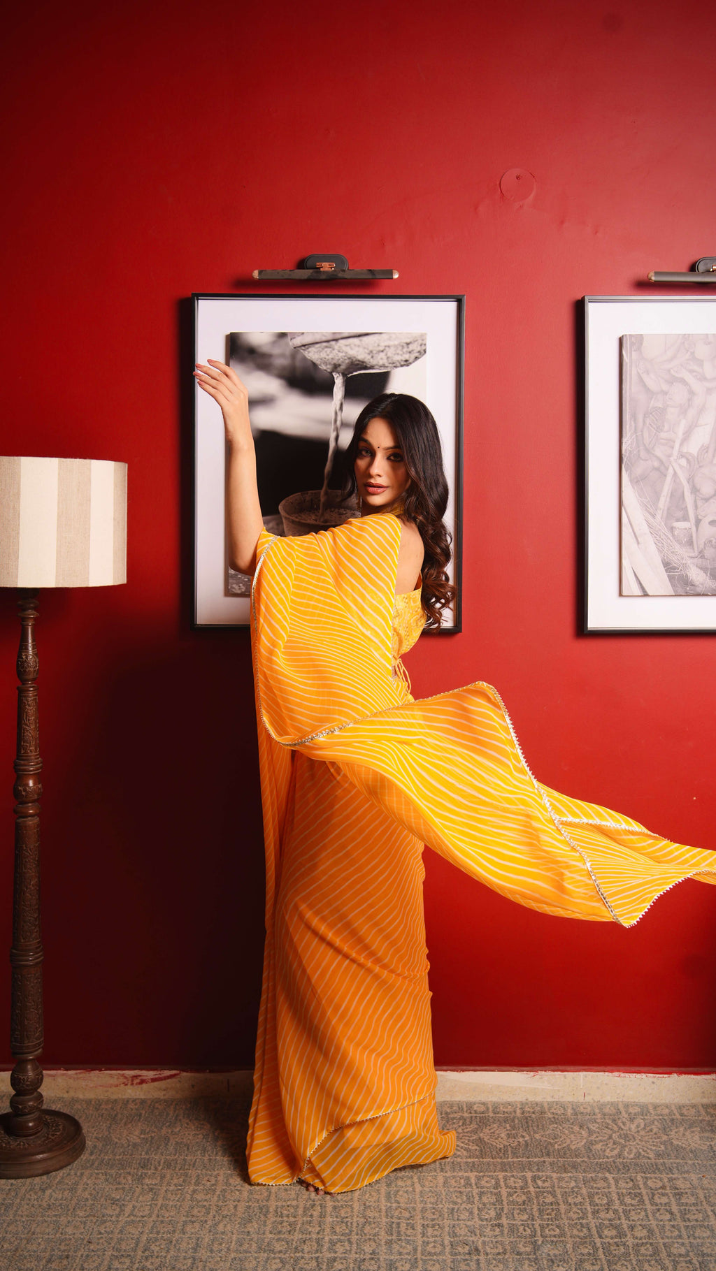 Pilo Leheriya Saree