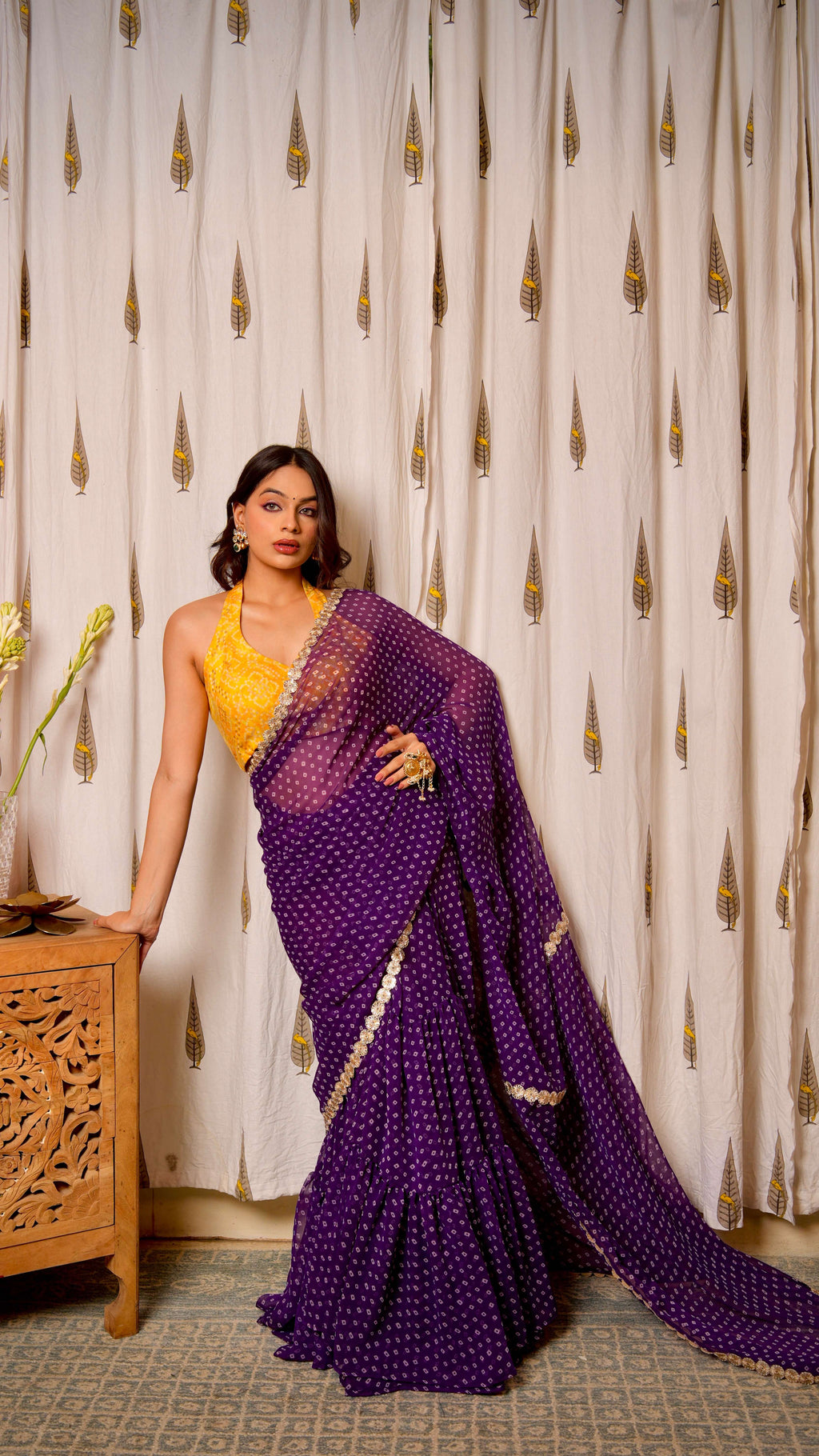Purple Bandhani Saree