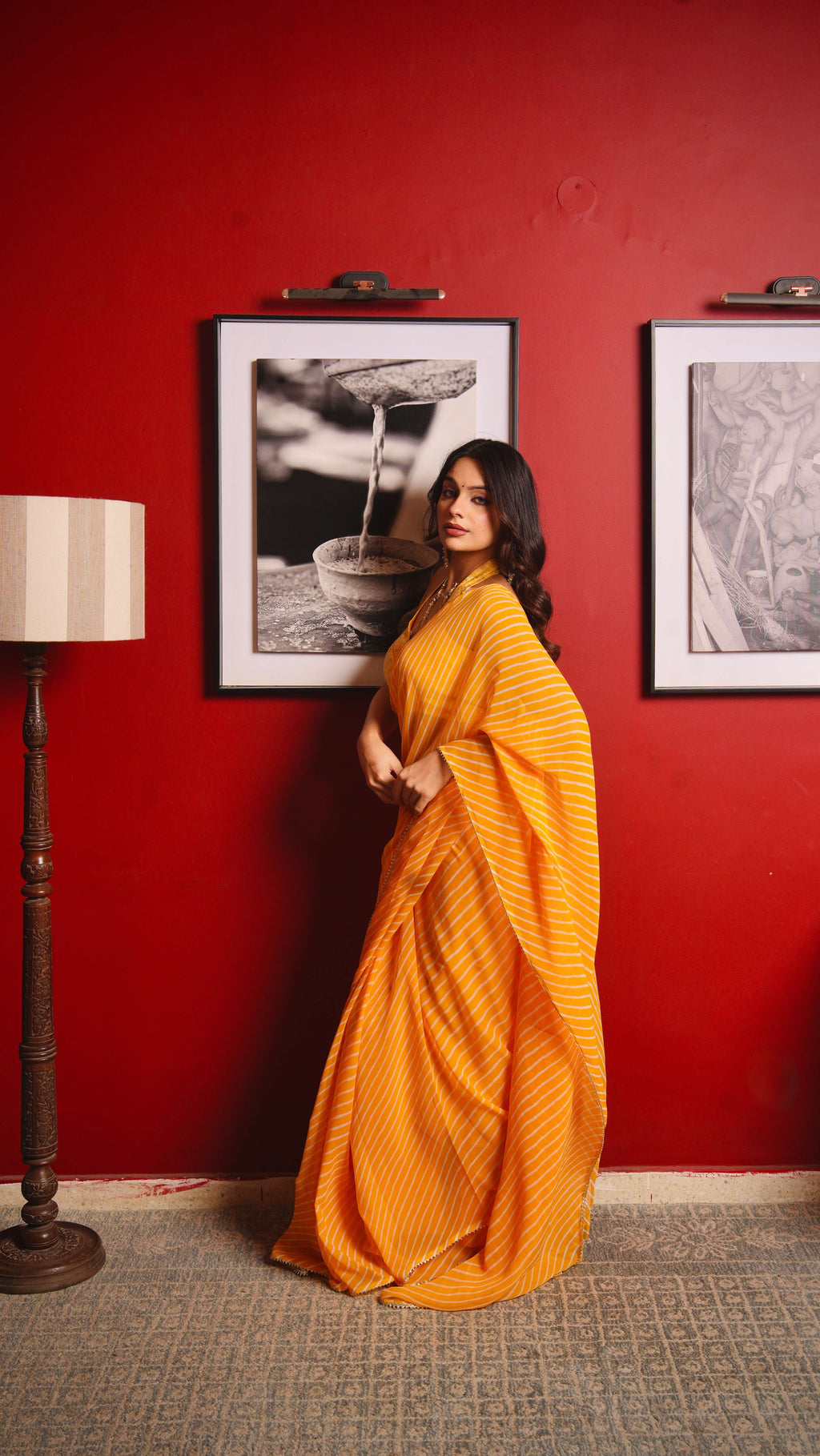 Pilo Leheriya Saree