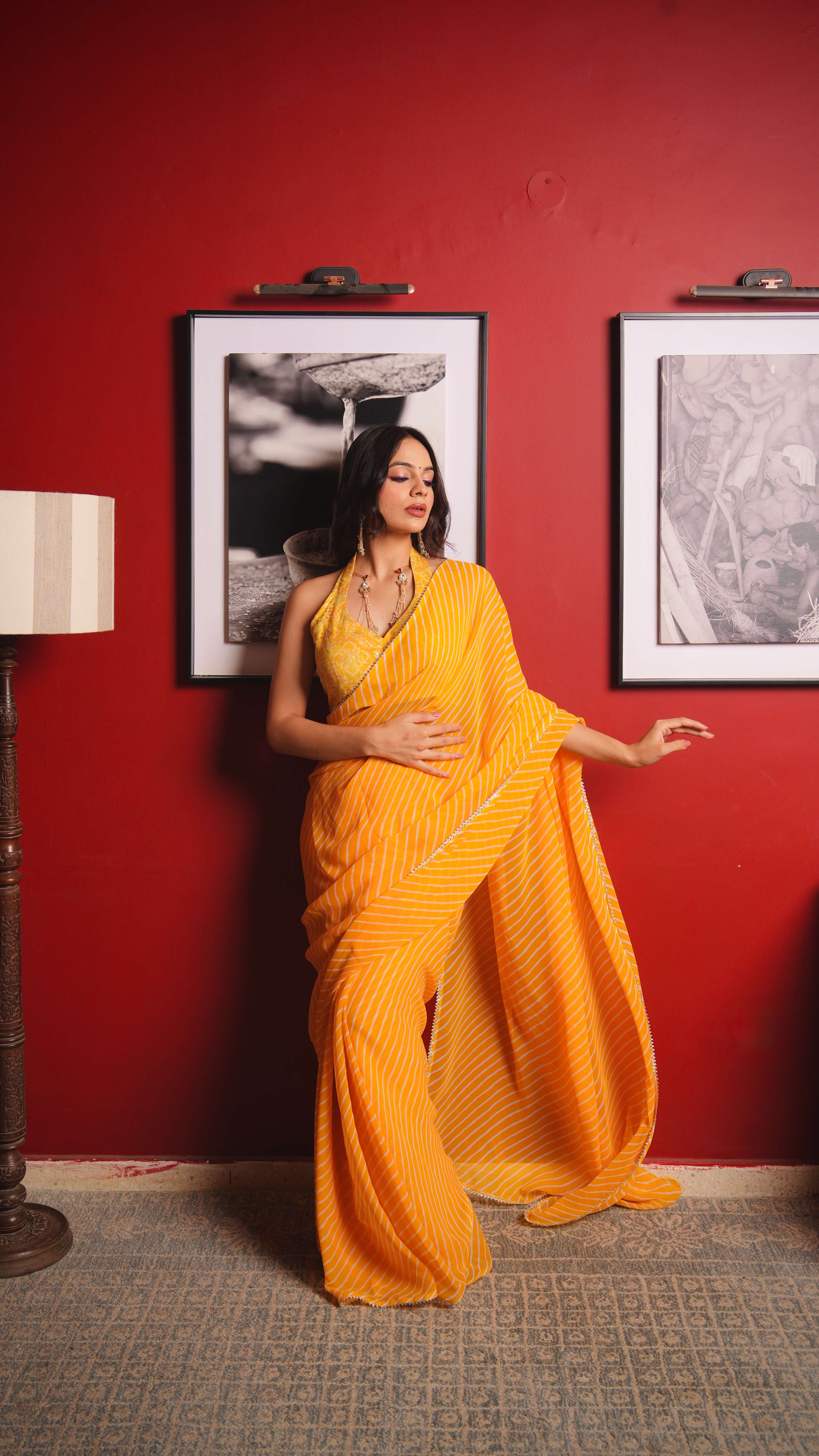 Pilo Leheriya Saree