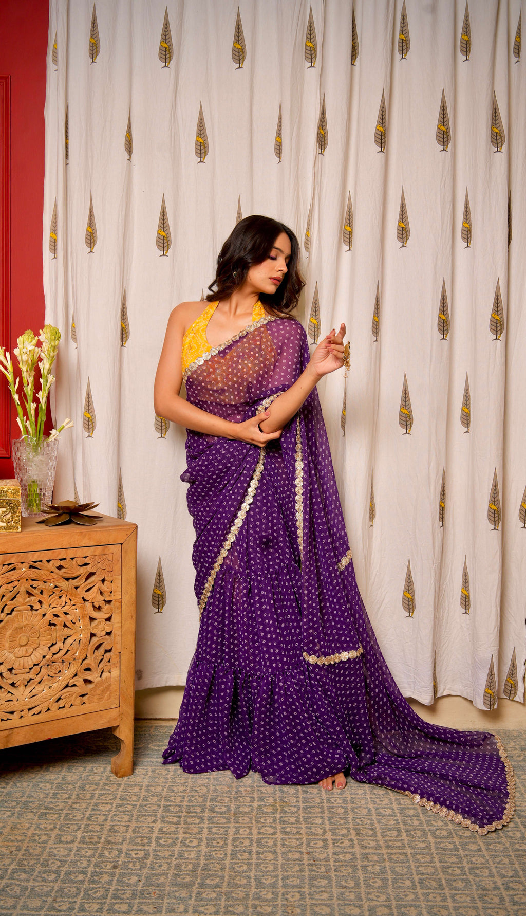 Purple Bandhani Saree
