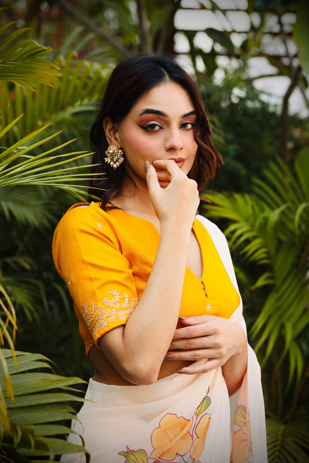 Peach & Yellow Bloom Saree