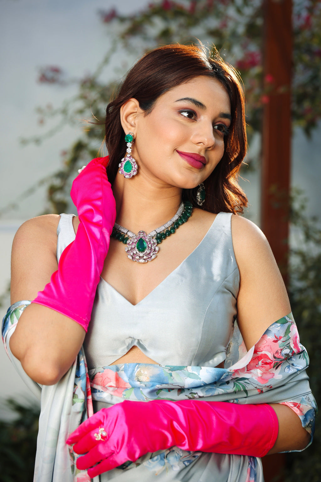 Grey English Bloom Saree