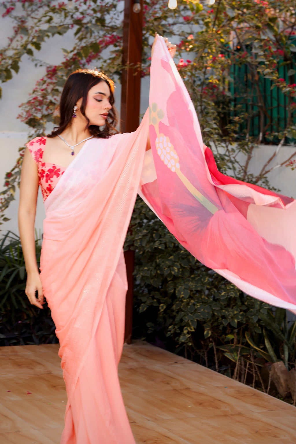 Ombre Hibiscus Dream Saree