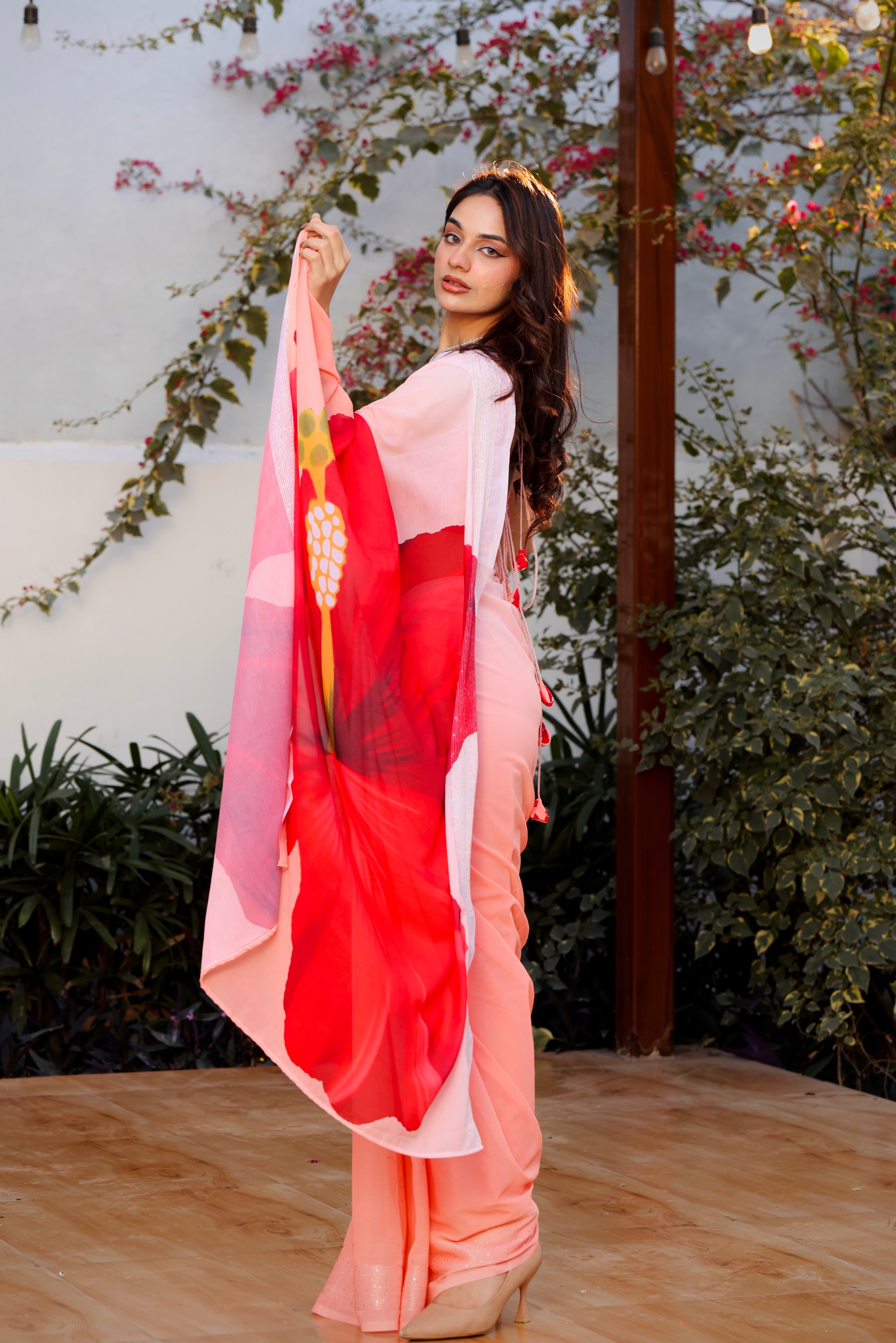 Ombre Hibiscus Dream Saree