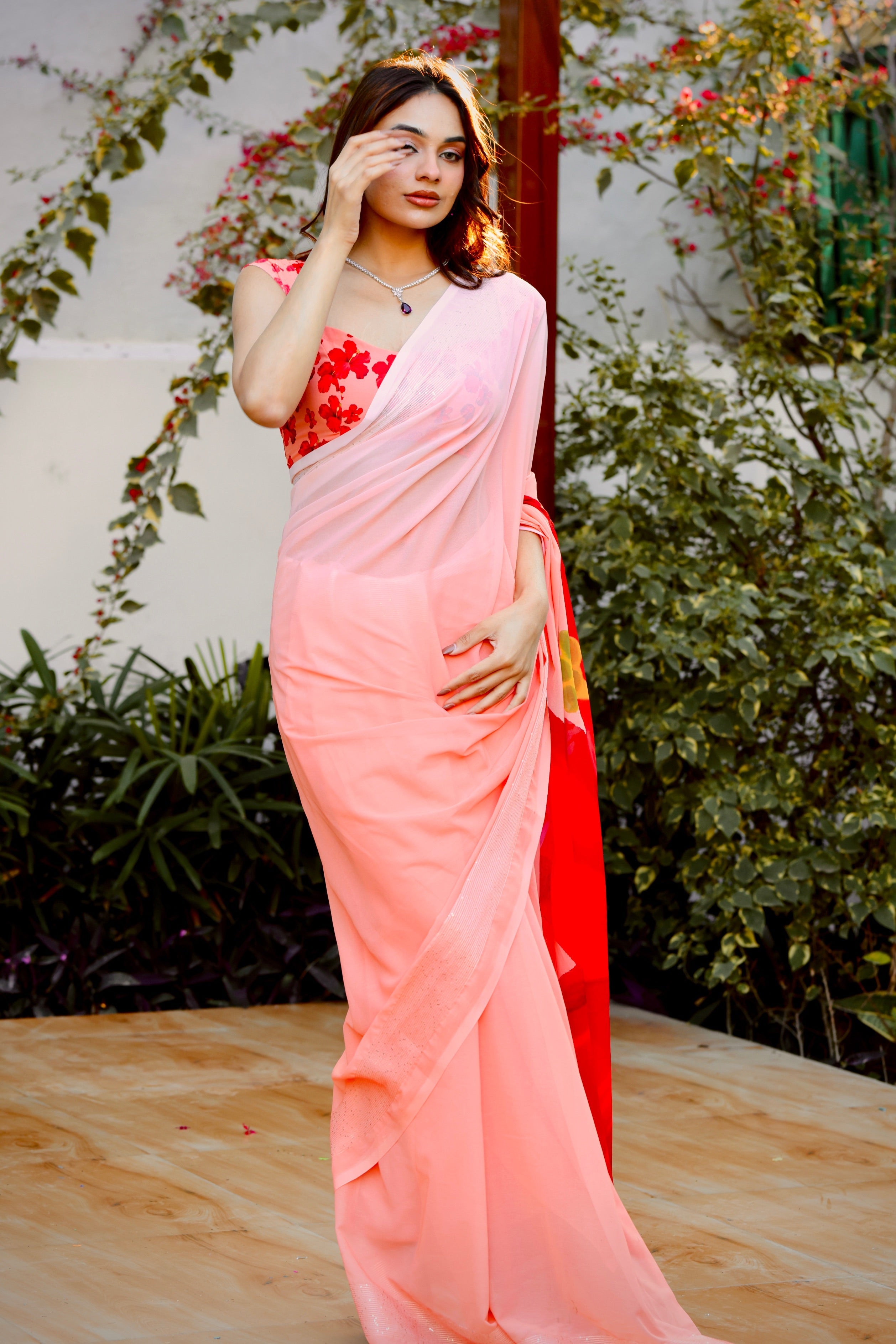 Ombre Hibiscus Dream Saree